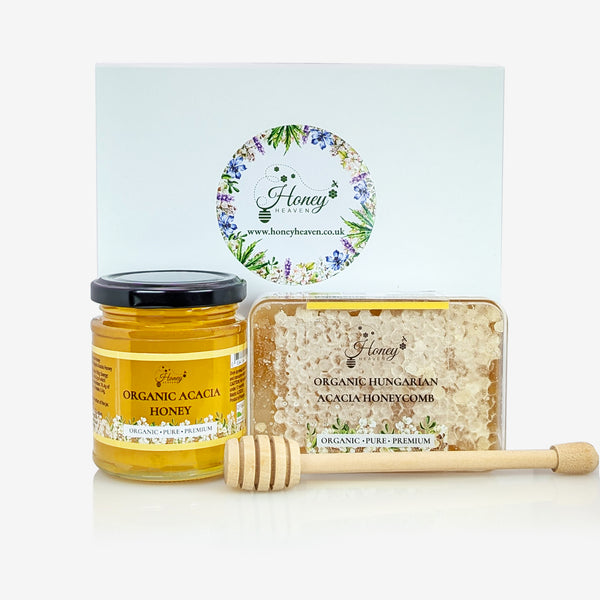 Organic Raw Acacia honey and honeycomb