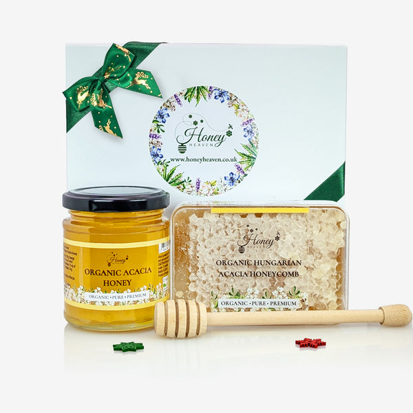 Organic Acacia honey and honeycomb